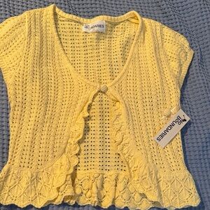 No Boundaries Yellow Knit Cropped Cardigan
